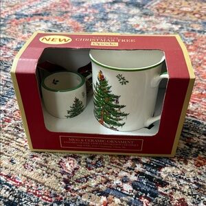 NEW Spode Festive Christmas Tree Mug and Mug Ornament - Green and White